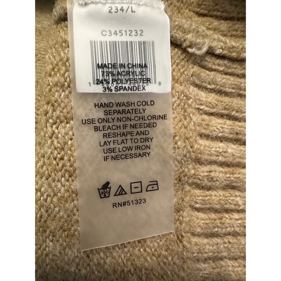 Vince Camuto Womens Fair Isle Mock Neck Sweater Large Mockneck Brown Pink Greeo - Picture 11 of 11